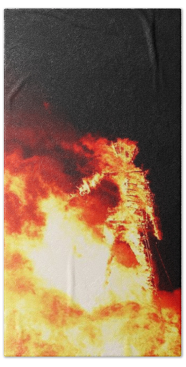 Burningman Hand Towel featuring the photograph Burning Man 2012 by Carl Moore