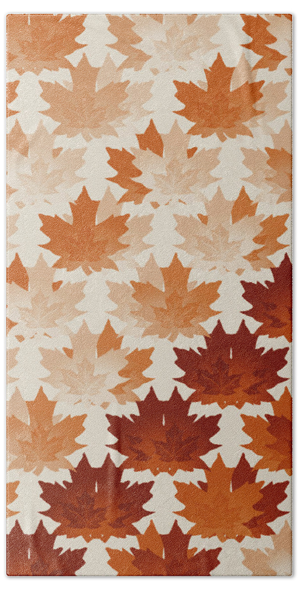 Burnt Sienna Autumn Leaves Hand Towel featuring the digital art Burnt Sienna Autumn Leaves by Two Hivelys