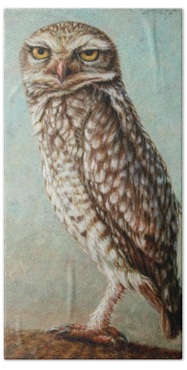 Owl Bath Sheet featuring the painting Burrowing Owl by James W Johnson