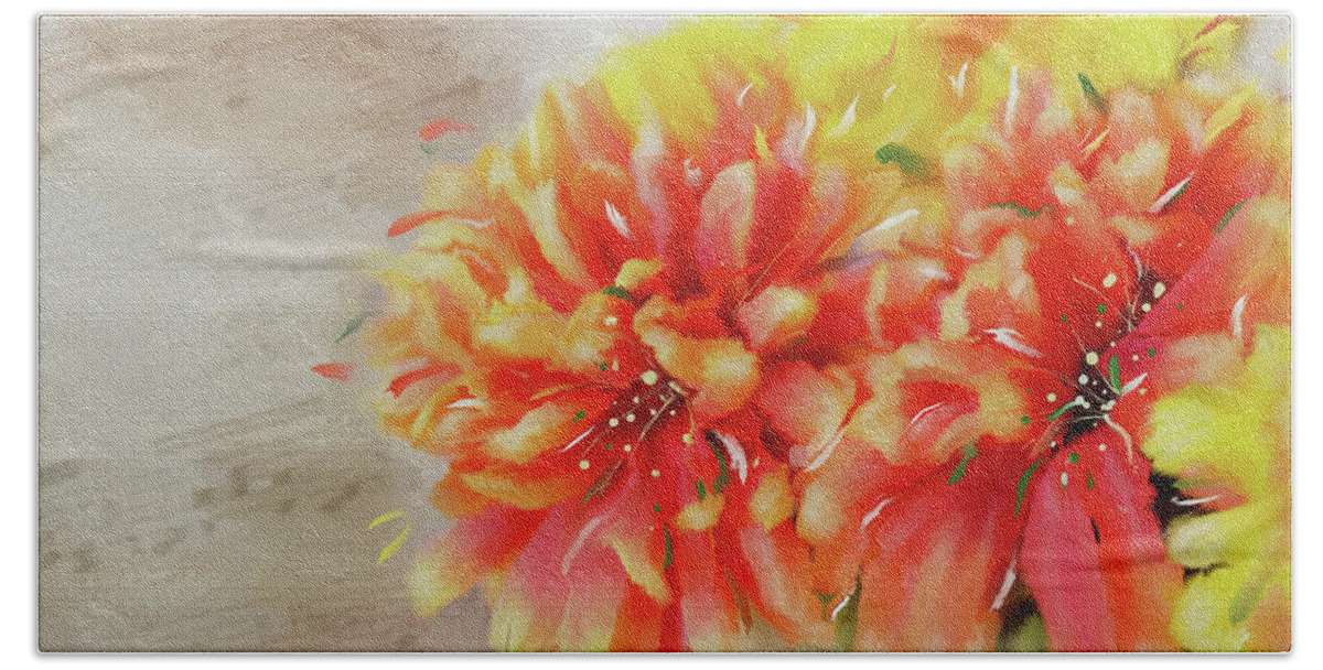 Chrysanthemum Hand Towel featuring the photograph Burst of Autumn by Mary Timman