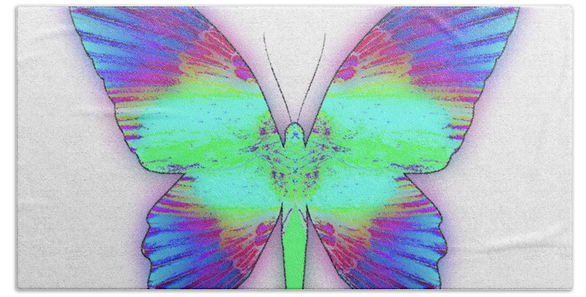 Butterfly Bath Towel featuring the digital art Butterfly Poise #024 by Barbara Tristan