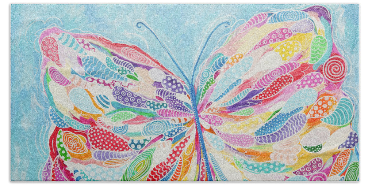 Butterfly Bath Towel featuring the painting Butterfly by Beth Ann Scott