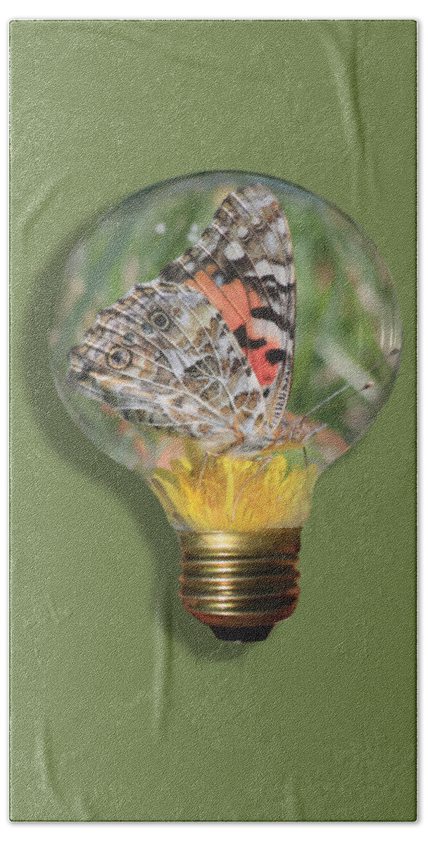 Butterfly Bath Towel featuring the photograph Butterfly In A Bulb II by Shane Bechler