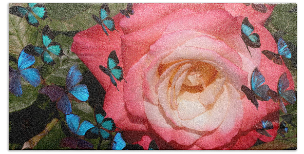 Rose Bath Towel featuring the photograph Butterfly Kisses by Anne Cameron Cutri