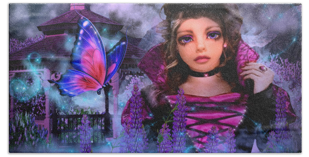Digital Art Hand Towel featuring the digital art Butterfly Queen by Artful Oasis