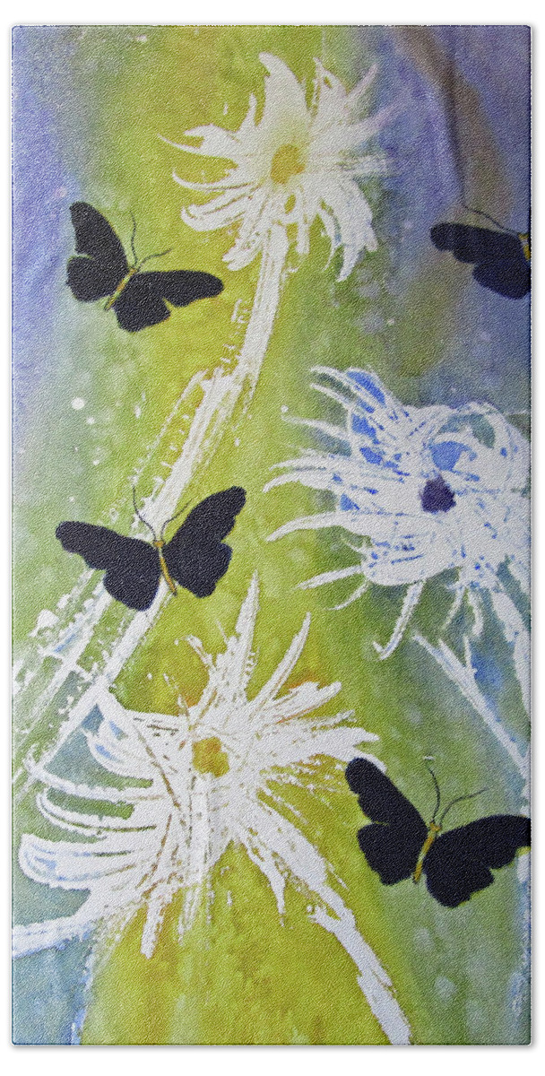 Butterfly's Hand Towel featuring the painting Butteryfly Flutter by Elvira Ingram