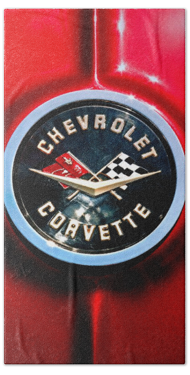 Corvette Bath Sheet featuring the photograph C2 Corvette Logo by Scott Wyatt
