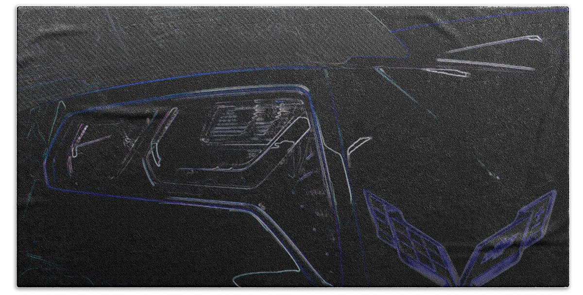 Corvette Bath Towel featuring the digital art C7 Corvette rear by Darrell Foster