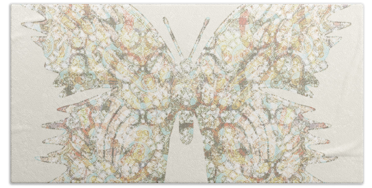Butterflies Bath Towel featuring the digital art Cabbage Crackle White by Deborah Runham