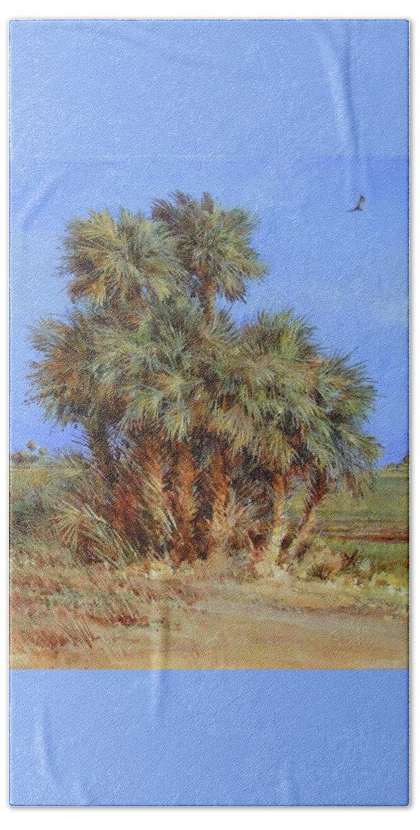 Florida Bath Towel featuring the painting Cabbage Palms in the Dry Season by Ronald Shelley