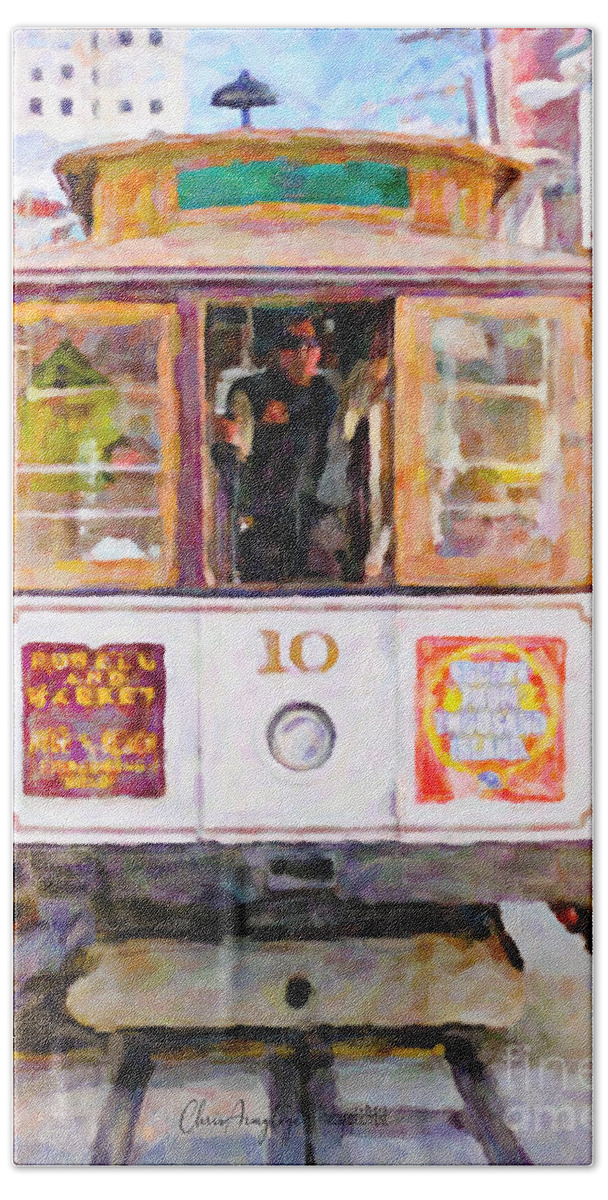 San Francisco Bath Towel featuring the painting Cable Car No. 10 by Chris Armytage