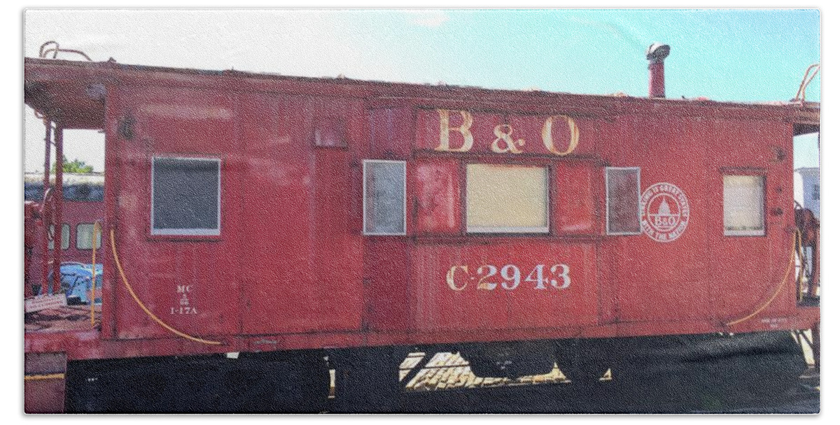 Train Hand Towel featuring the photograph Caboose by Chris Montcalmo