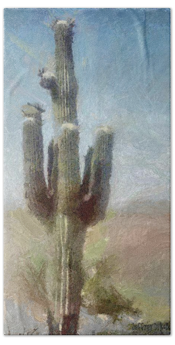 Phoenix Hand Towel featuring the painting Cactus by Jeffrey Kolker