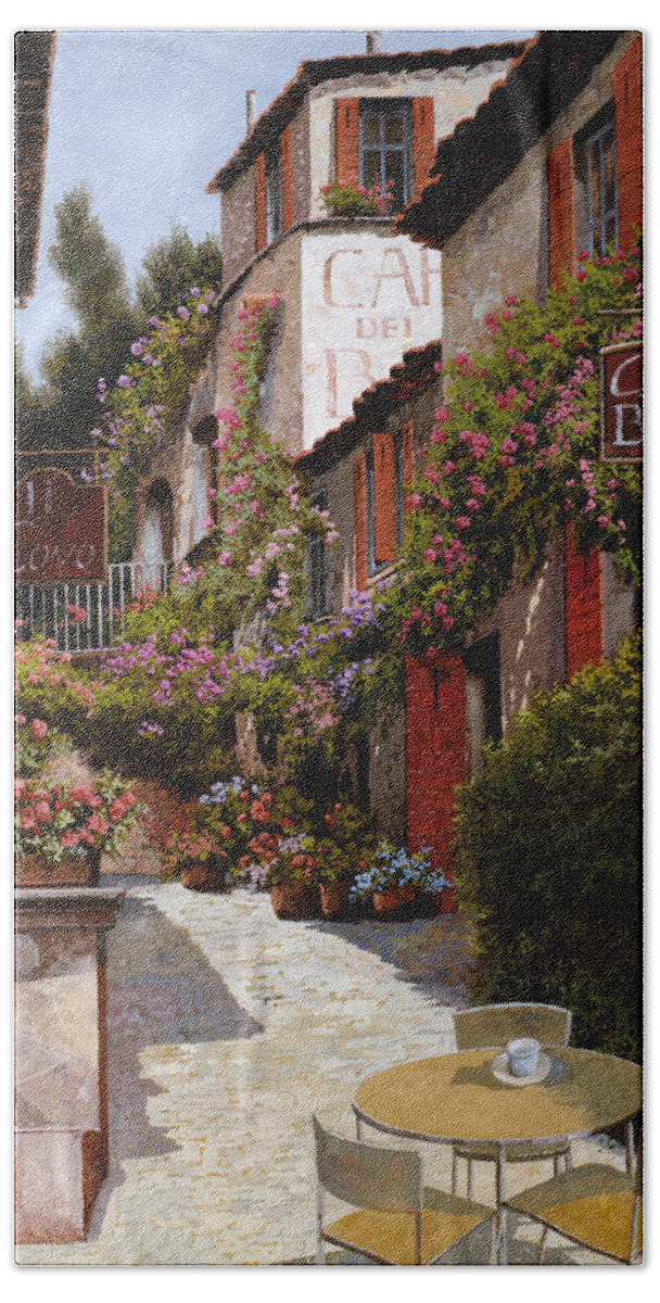Cafe Hand Towel featuring the painting Cafe Bifo by Guido Borelli