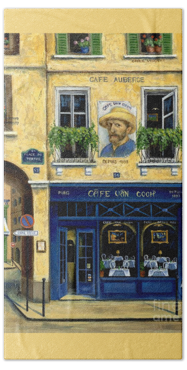 Europe Hand Towel featuring the painting Cafe Van Gogh by Marilyn Dunlap
