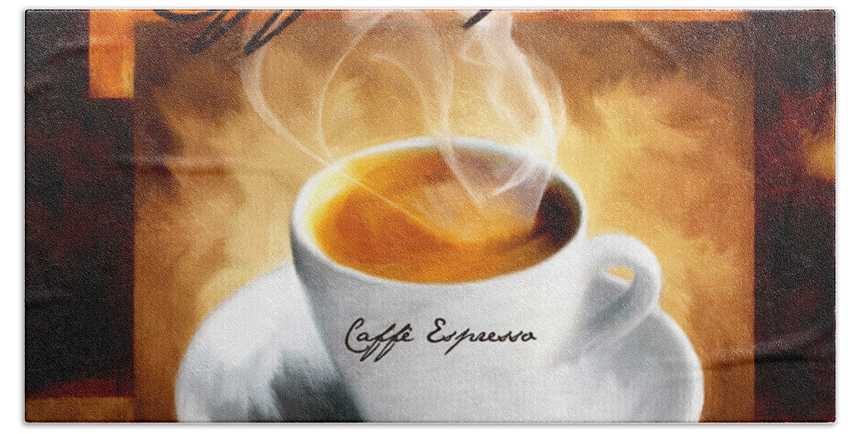Coffee Hand Towel featuring the digital art Caffe Espresso by Lourry Legarde