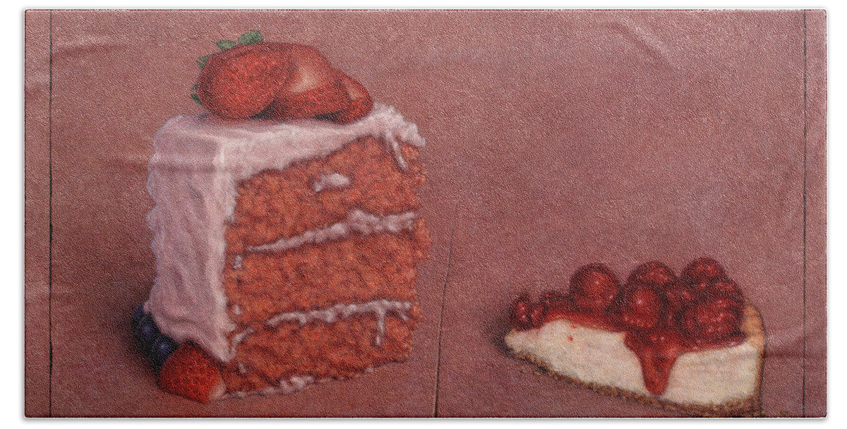 Cake Hand Towel featuring the painting Cakefrontation by James W Johnson