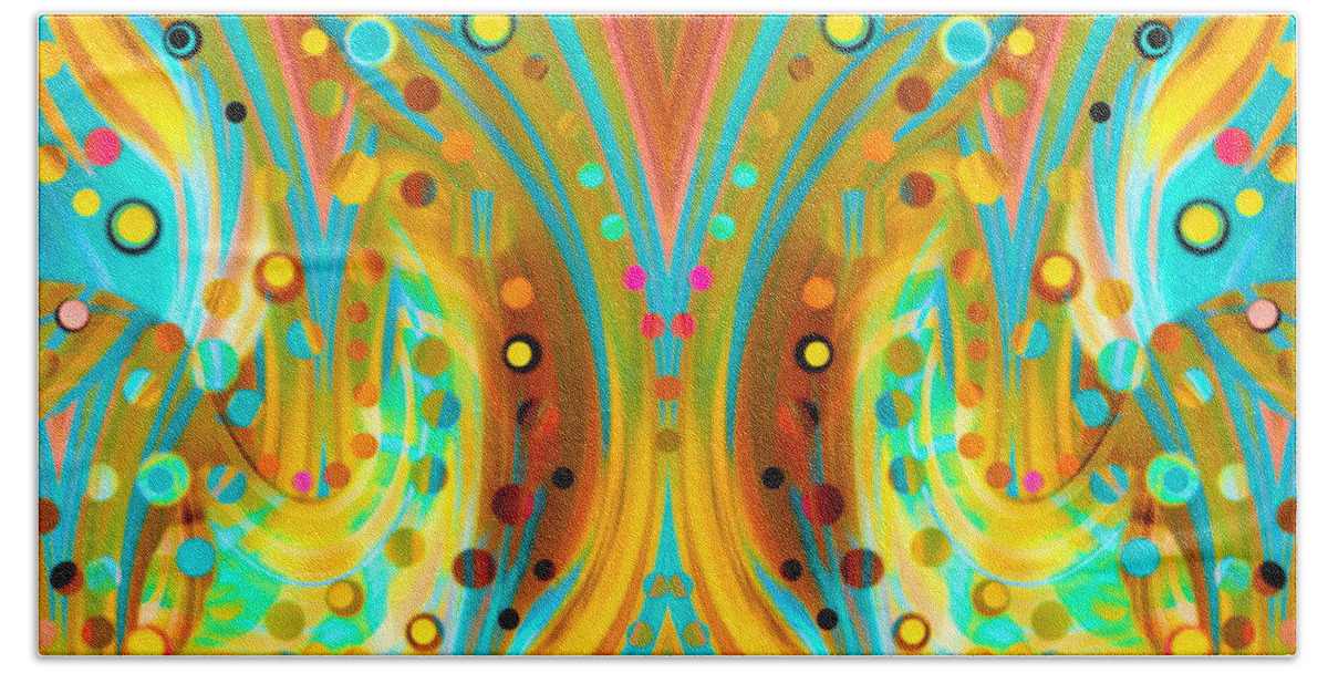 Mirror Pattern Bath Towel featuring the digital art Calliope at Night by Priscilla Batzell Expressionist Art Studio Gallery