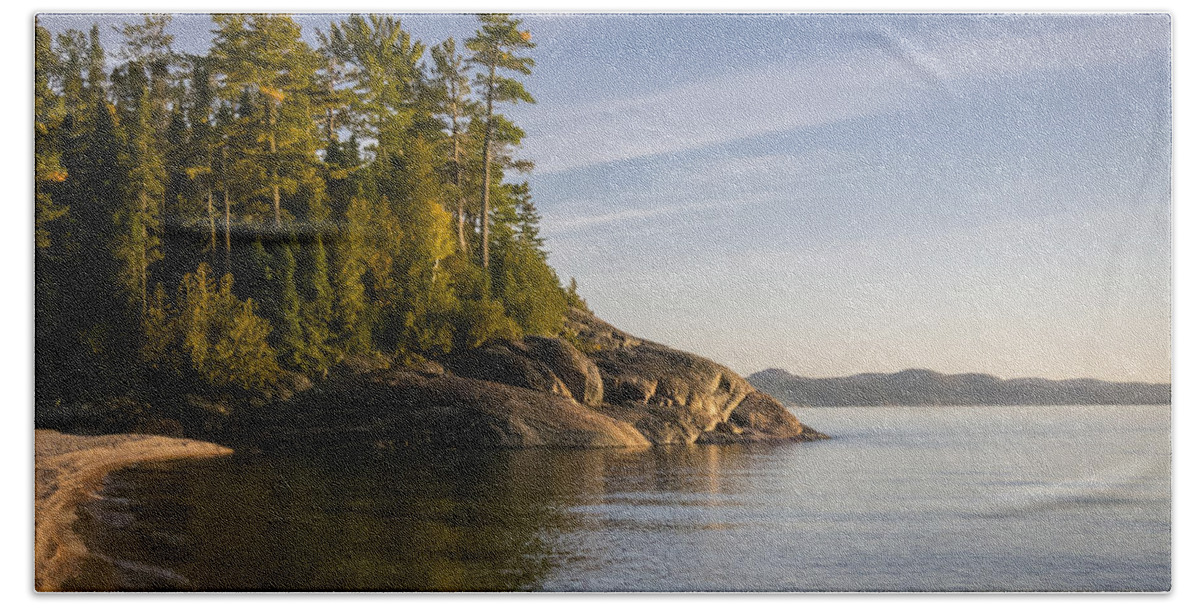 Lake Superior Provincial Park Bath Towel featuring the photograph Calm Seas Film Grain Look by Steve L'Italien