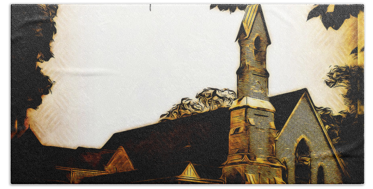 Church Hand Towel featuring the photograph Calvary Episcopal Church by Leslie Revels