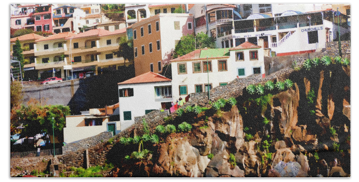 Fishing Bath Towel featuring the photograph Camara de Lobos on the island of Madeira by Brenda Kean