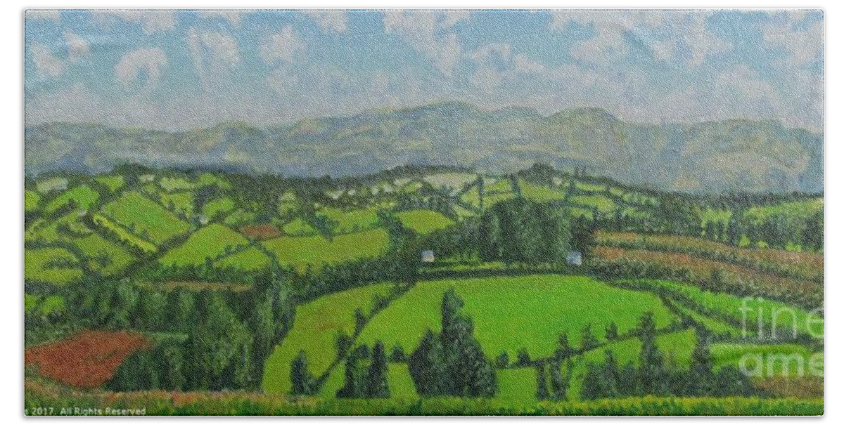 Cambrian Mountains Welsh Art Landscapes Bath Towel featuring the painting Cambrian Mountains Welsh Art Landscapes by Edward McNaught-Davis