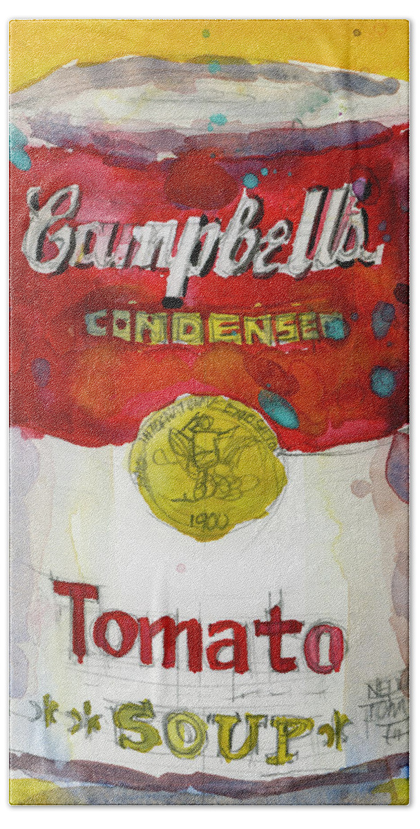 Campbell Hand Towel featuring the painting Campbell's Tomato Soup by Dorrie Rifkin