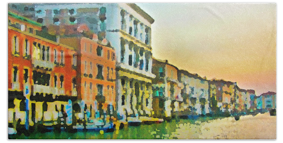 Grand Canal Bath Towel featuring the photograph Canal Sunset - Venice by Tom Cameron