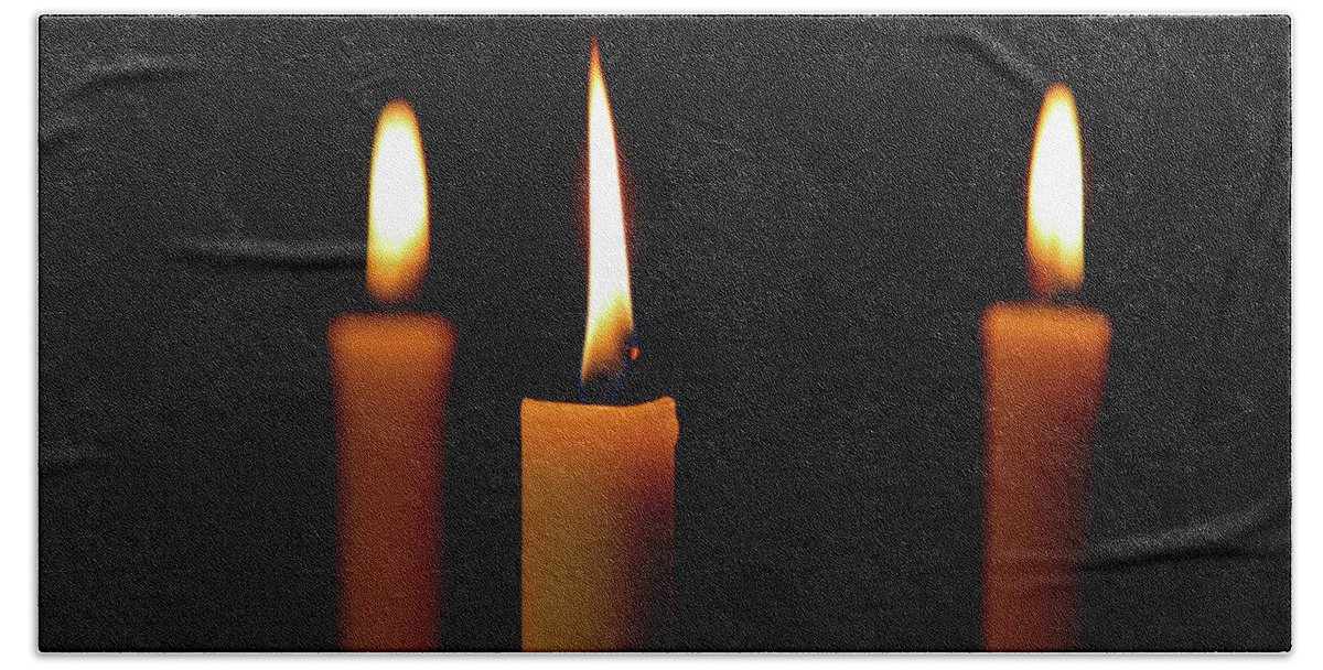 Candle Hand Towel featuring the photograph Candle light - 365 - 292 by Inge Riis McDonald