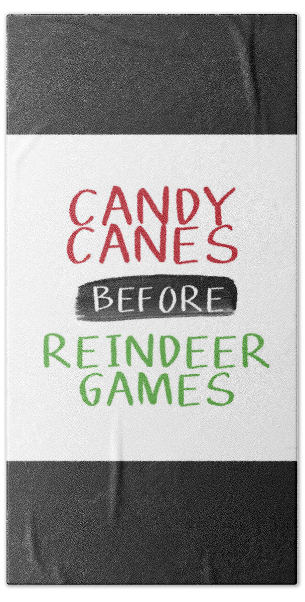 Candy Canes Hand Towel featuring the digital art Candy Canes Before Reindeer Games- Art by Linda Woods by Linda Woods