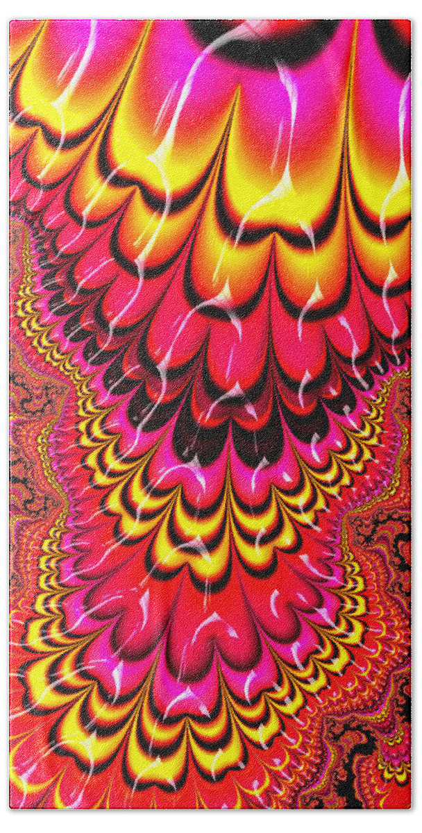 Colorful Bath Towel featuring the digital art Candy-colored Fractal Art red yellow pink by Matthias Hauser