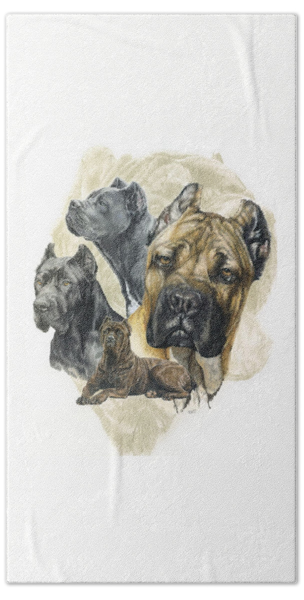 Working Hand Towel featuring the mixed media Cane Corso Medley by Barbara Keith