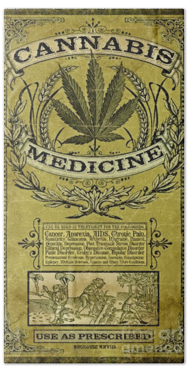Cannabis Medicine Poster Hand Towel featuring the photograph Cannabis medicine poster by Pd
