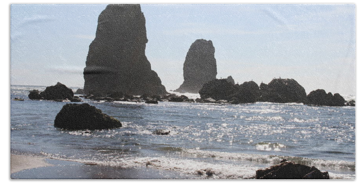 Sea Bath Towel featuring the photograph Cannon Beach II by Quin Sweetman