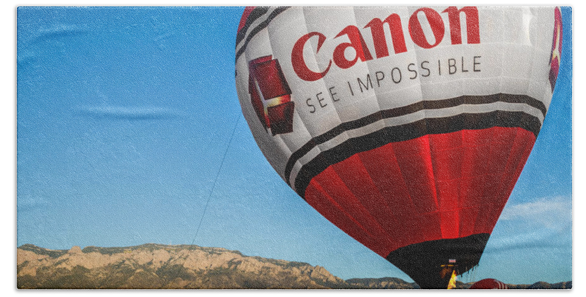 Albuquerque Hand Towel featuring the photograph Canon - See Impossible - Hot Air Balloon #1 by Ron Pate