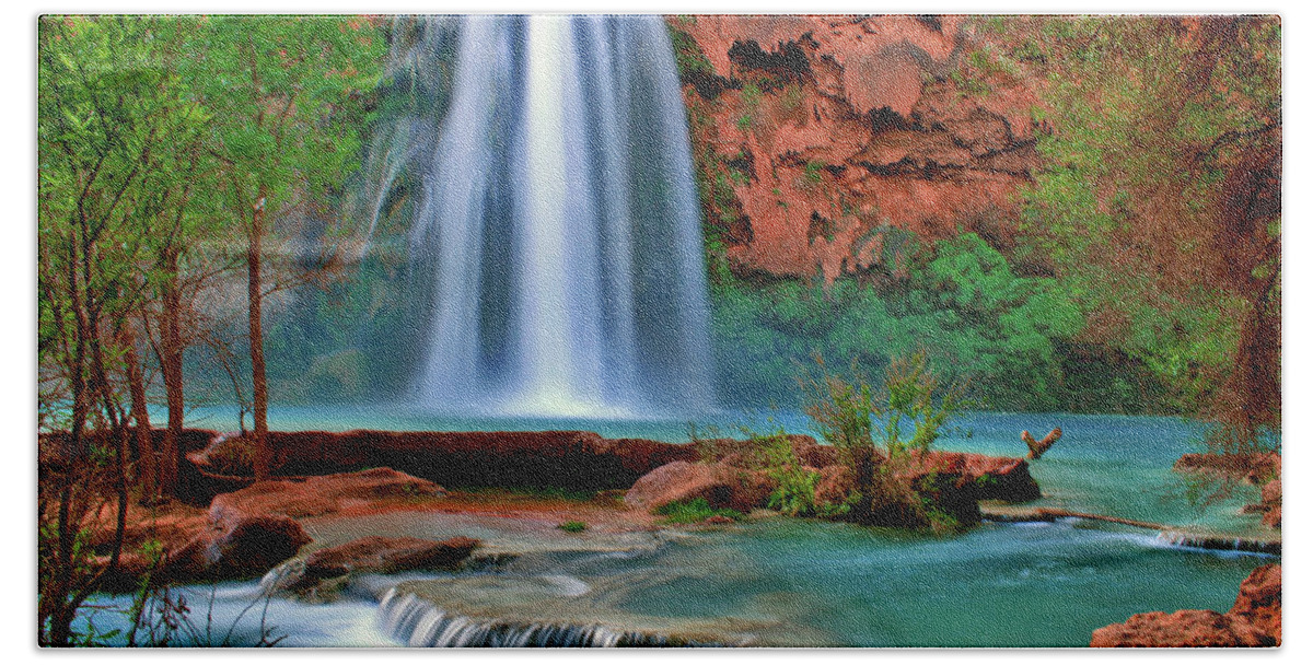 Southwest Hand Towel featuring the photograph Canyon Falls by Scott Mahon