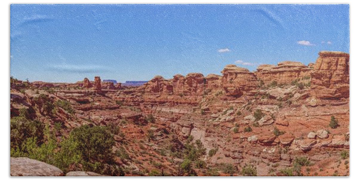 National Parks Hand Towel featuring the photograph Canyonlands National Park - Big Spring Canyon Overlook by Brenda Jacobs
