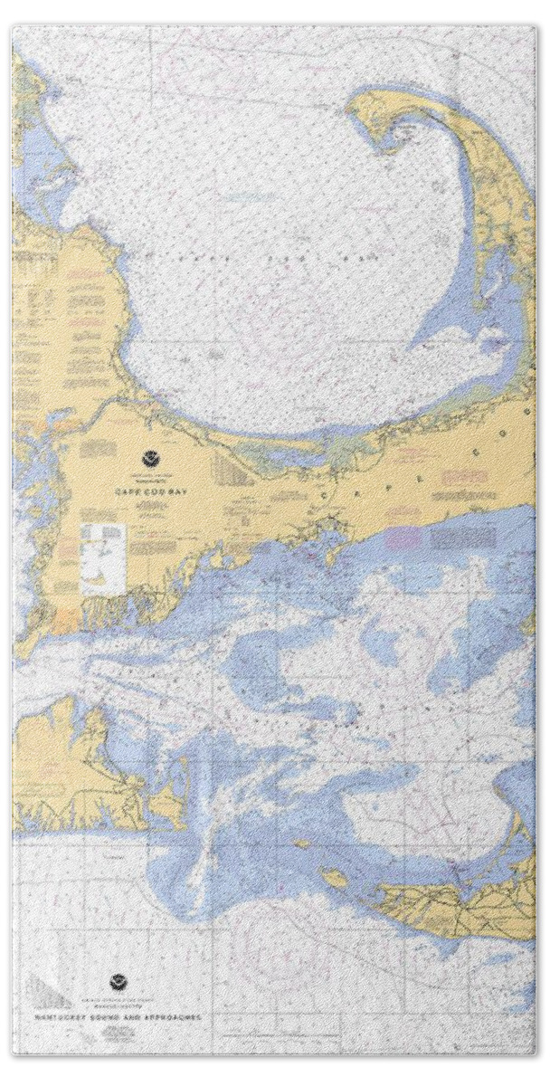 Chart Hand Towel featuring the digital art Cape Cod, Martha's Vineyard and Nantucket Nautical Chart by Nautical Chartworks
