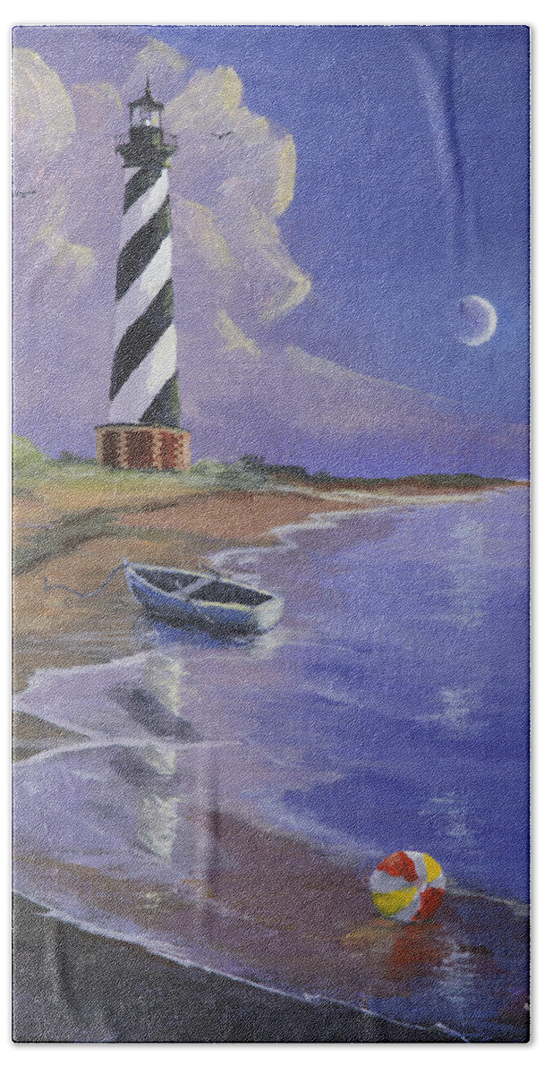 Lighthouse Hand Towel featuring the painting Cape Hatteras Lighthouse by Jerry McElroy