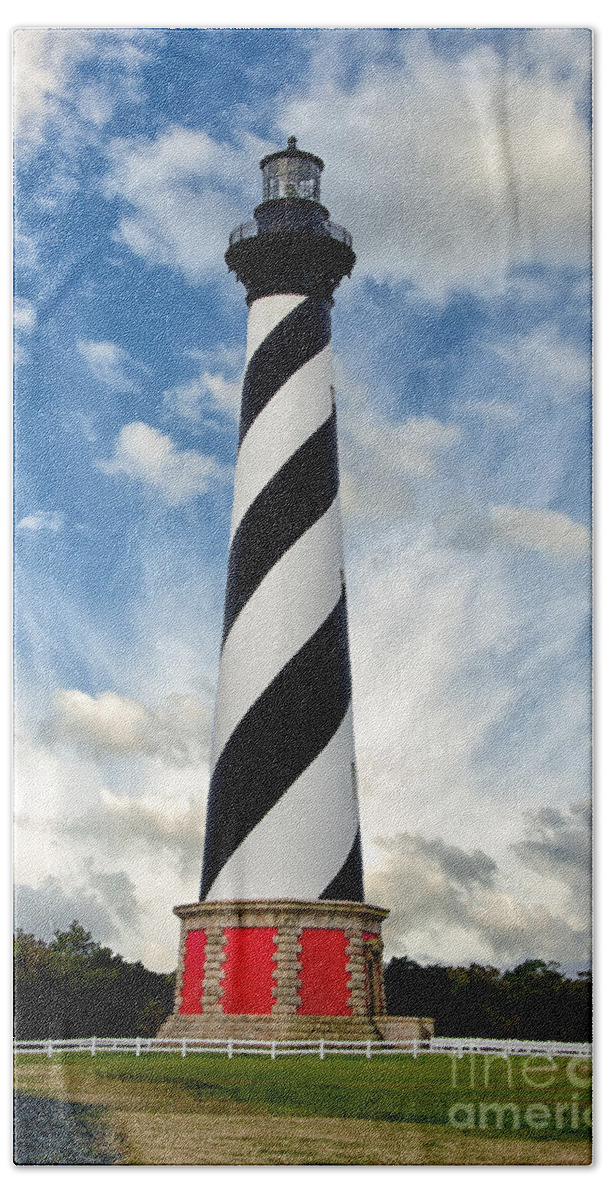 Outer Banks Hand Towel featuring the photograph Cape Hatteras Lighthouse Landscape / Coastal / Nautical Photograph by PIPA Fine Art - Simply Solid