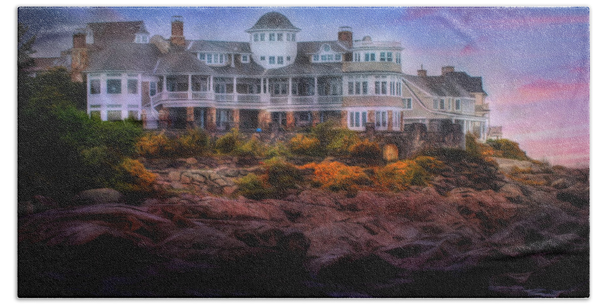 Sunrise Hand Towel featuring the photograph Cape Neddick Maine Scenic Vista by Shelley Neff