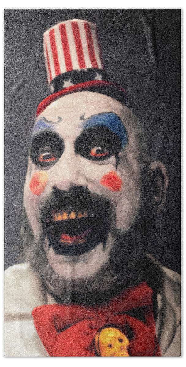 Captain Spaulding Hand Towel featuring the painting Captain Spaulding by Za...