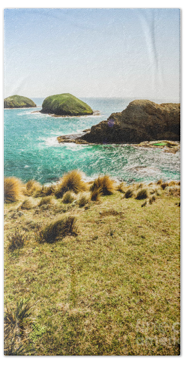 Coast Hand Towel featuring the photograph Captivating coastal cliff by Jorgo Photography