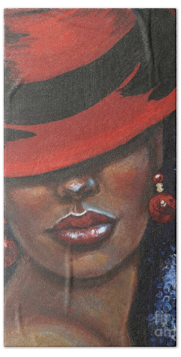 Woman Bath Towel featuring the painting Carbaret Red by Alga Washington