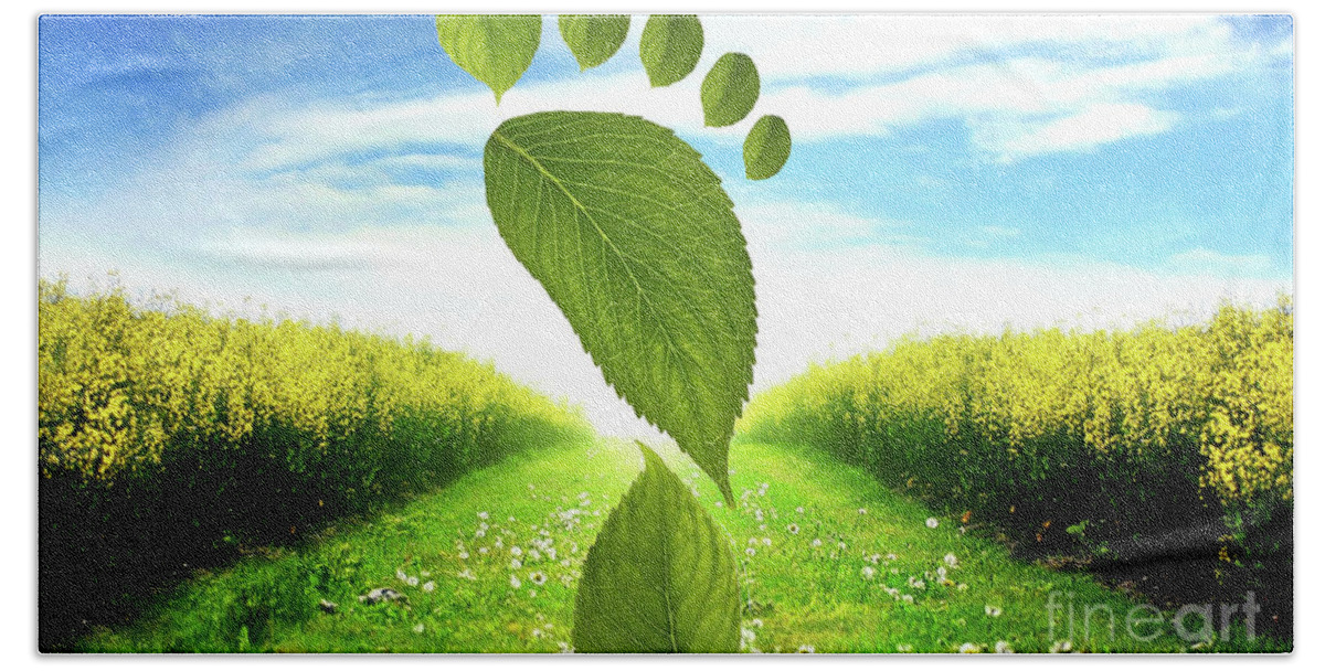 Leaves Hand Towel featuring the photograph Carbon Footprint - Doc Braham - All Rights Reserved by Doc Braham
