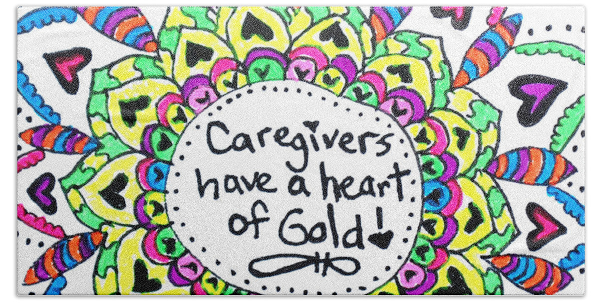 Caregiver Hand Towel featuring the drawing Caregiver Flower by Carole Brecht