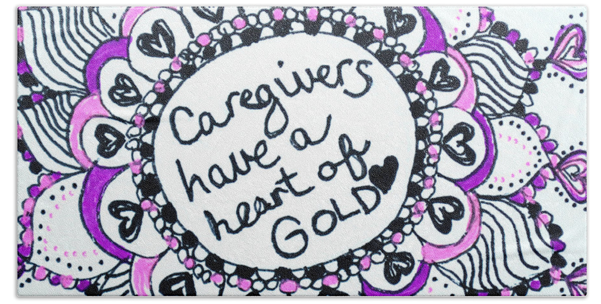 Caregiver Hand Towel featuring the drawing Caregiver Sun by Carole Brecht
