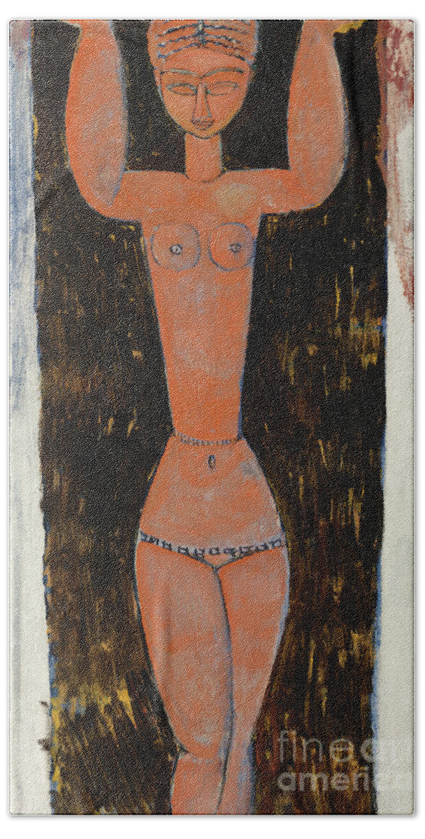 Cariatide Hand Towel featuring the painting Cariatide, 1913 by Amedeo Modigliani