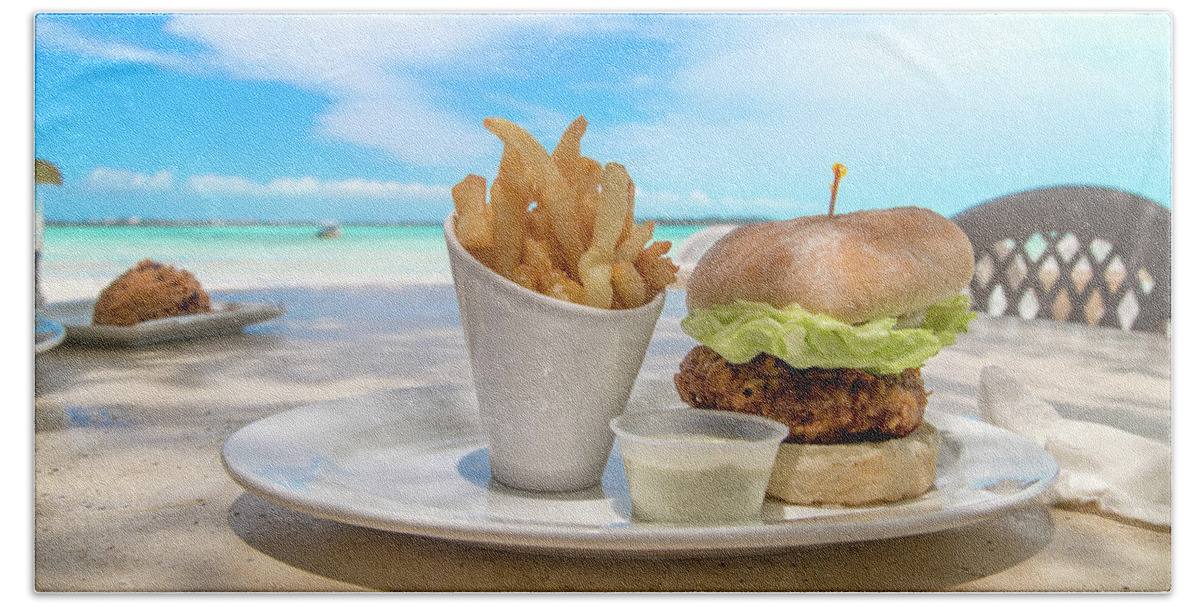 Turks Hand Towel featuring the photograph Caribbean Conch Burger by Betsy Knapp