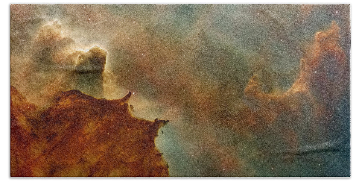Space Hand Towel featuring the photograph Carina Nebula Details - Great Clouds by Mark Kiver
